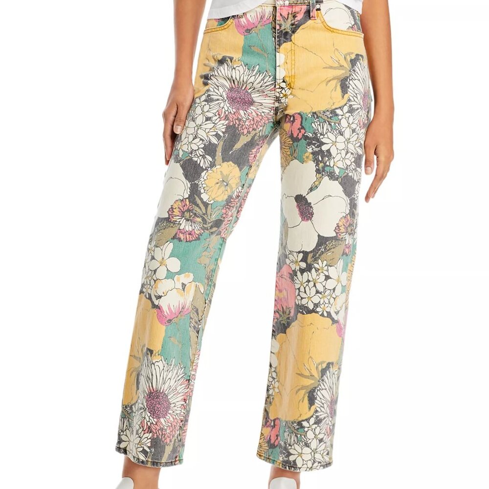 MOTHER The Rambler High Rise Ankle Straight Jeans in Build Me Up Buttercup